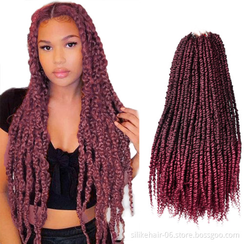 24Inches Ombre Brown Red Soft Long Passion Twist Crochet Braiding Pre-Twisted Spring Bomb Braids Bulk Synthetic Hair Extensions